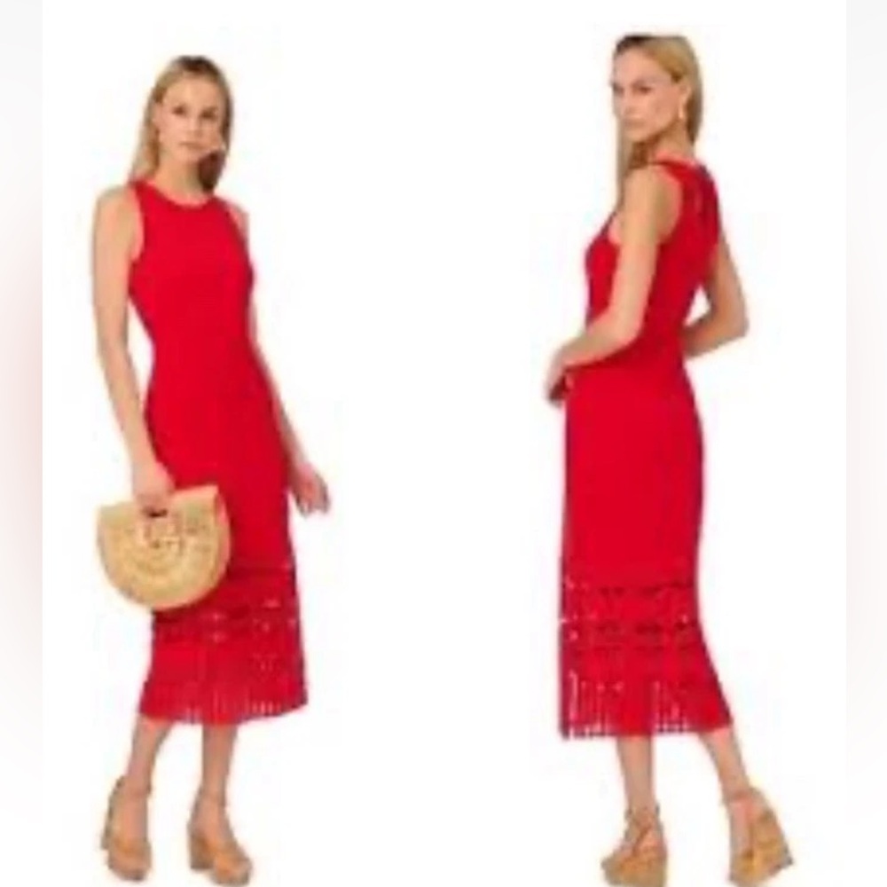 Adrianna Papell Vibrant Red Midi Dress